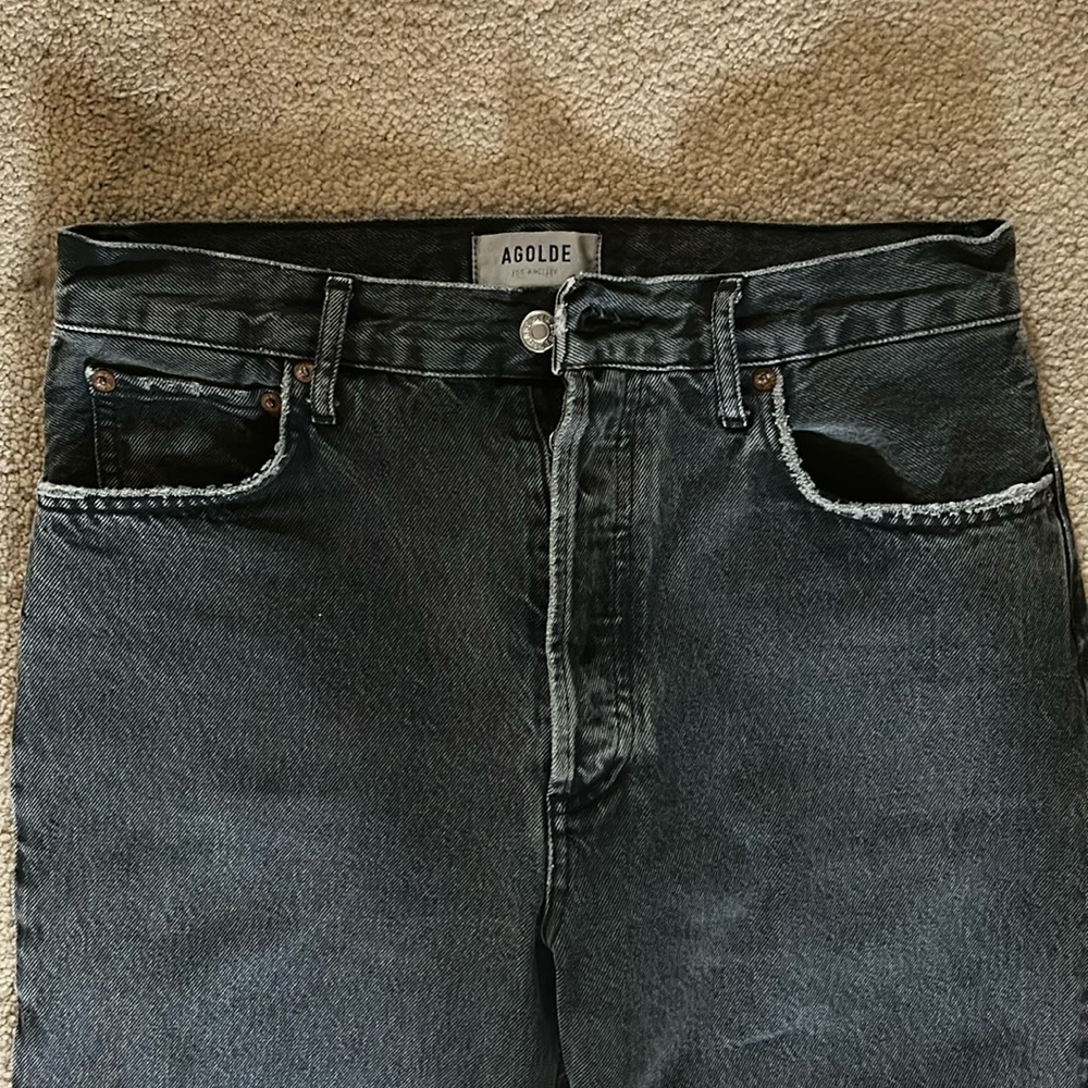 Agolde 90s Pinch Waist High Rise Straight Jeans Black Tea